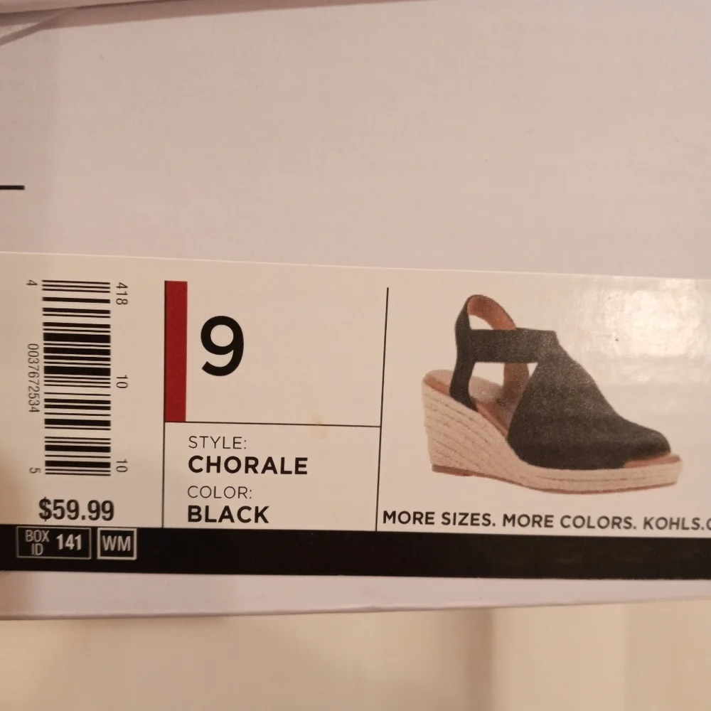 Shoes Wedges Sonoma 9 Black And Beige Open Toe Sandals